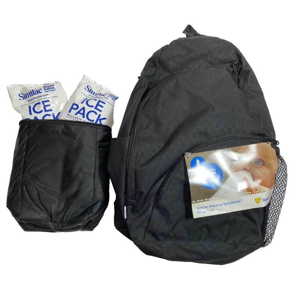 NEW Similac Diaper Bag Back Pack + Bottle Cooler & 2 Ice Packs~Black NWT